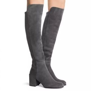 NEW Stuart Weitzman Alljack OTK Boots Slate Medium Gray Suede Sz 4.5M